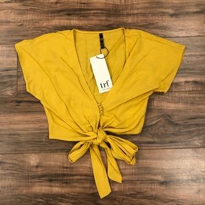 Yellow zara tie crop top